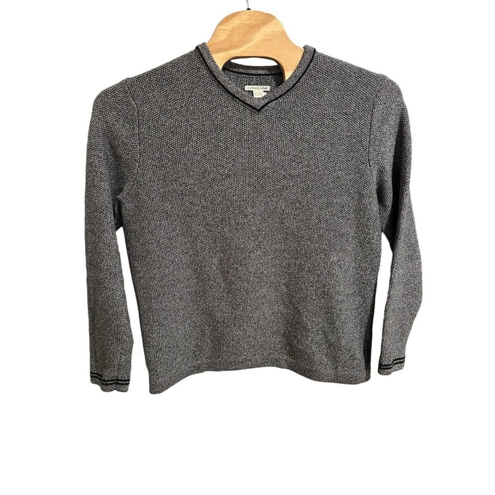 Carbon 2 Cobalt Sweater Mens Large Gray Black Heavy Knit
